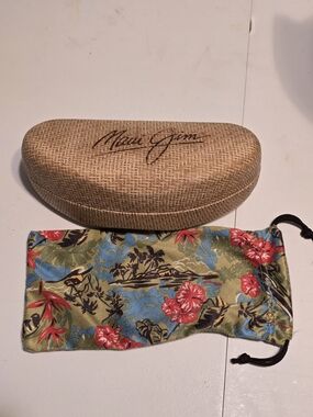 Maui Jim Sunglasses Hard Case Basket Weave W/Microfiber Cleaning Cloth W/Spot